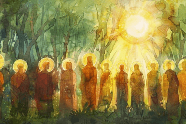 The disciples staring at the Sun